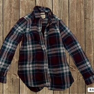 AE plaid print button down shirt Amazingly Soft Size XS